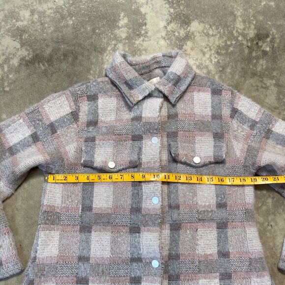 ANTHROPOLOGIE PILCRO Eliza Trench Womens Small Jacket gray pink Snap Button Knit - Picture 2 of 9